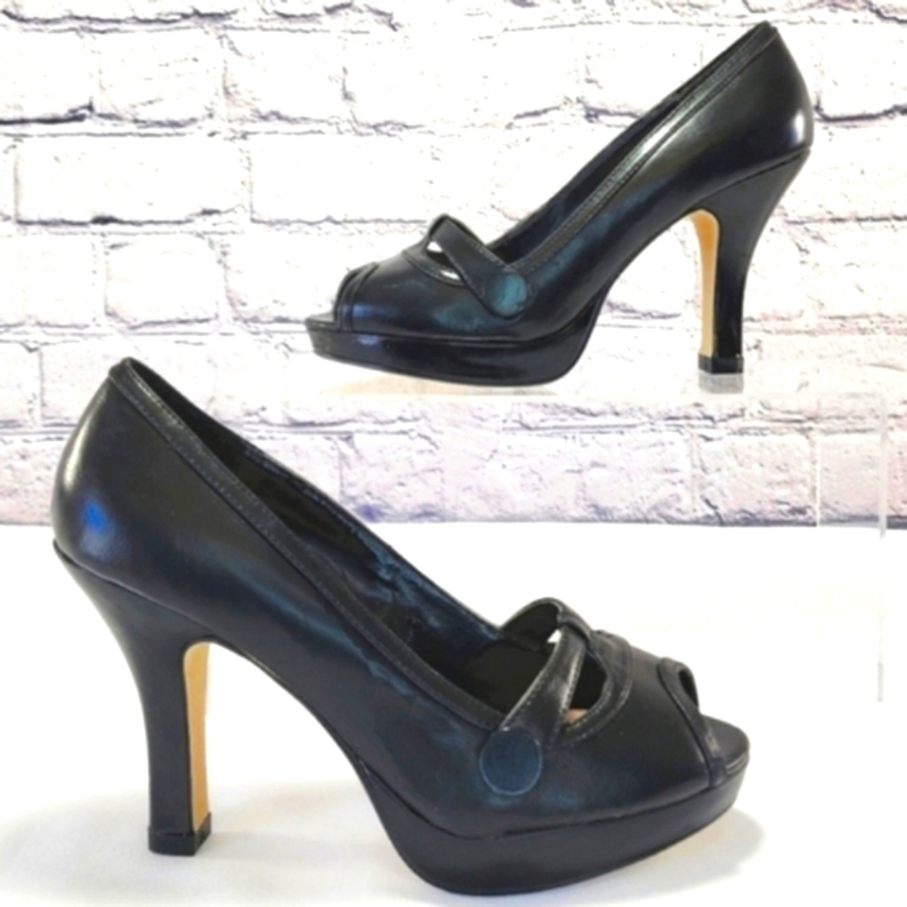 MADDEN GIRL - Peep-toe heels, approx. 3.75", black, size 6.5